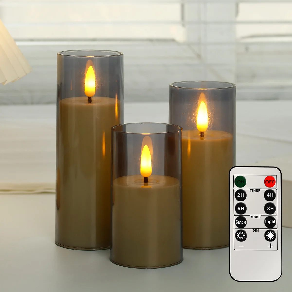 Top Fashion Romantic Red Warm White Led Candle Plastic Acrylic Candle Holder Centerpieces Led Candles With Moving Flame Battery