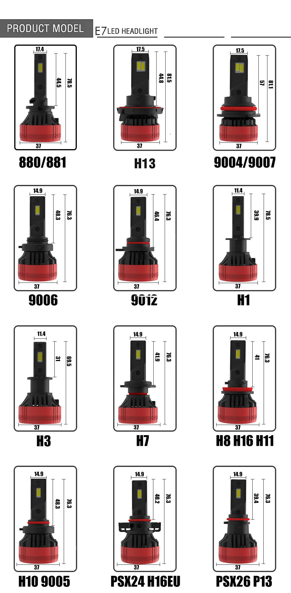 XENPLUS  BIG POWER headlight 110W E6 12000lm H1 H3 H4 H7 H11 H13 9004 9005 9006 9007 9012 880 881 for car