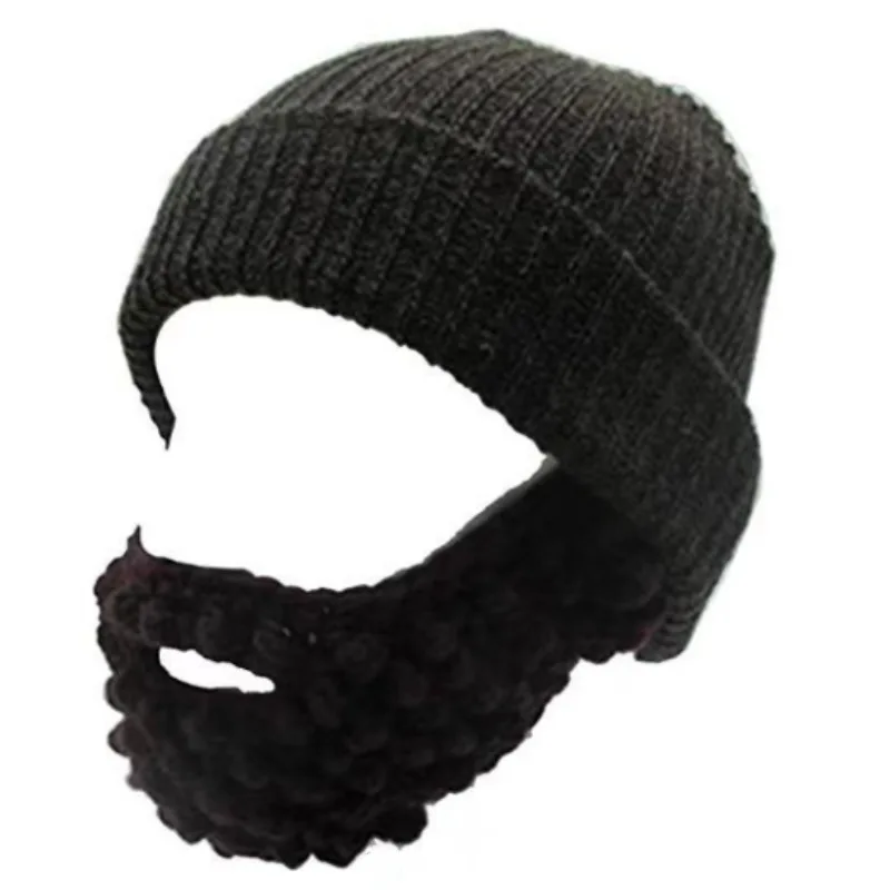 Wig Beard Hats Cosplay Roman Knight Handmade Knitted Helmet Winter Sports Warmer Cap Ski Funny Mask Beanie