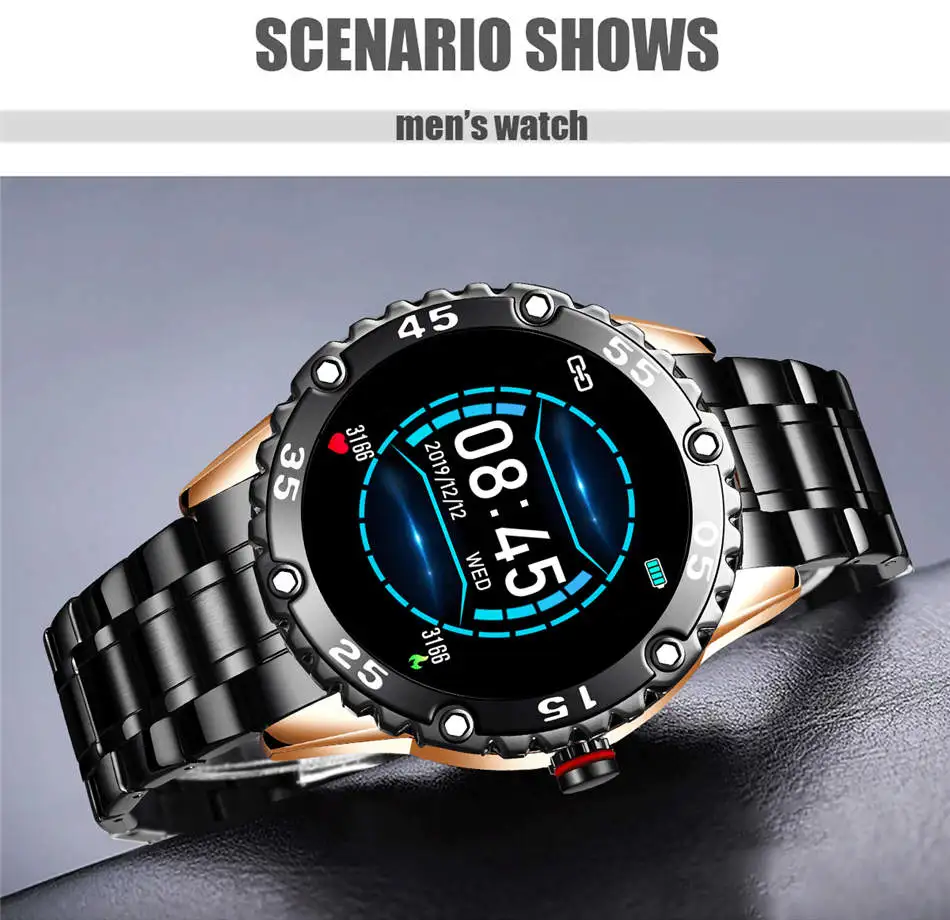 Lige BW0153 из нержавеющей стали Smartwatch напоминание спортивный водонепроницаемый новый 2021 мужские