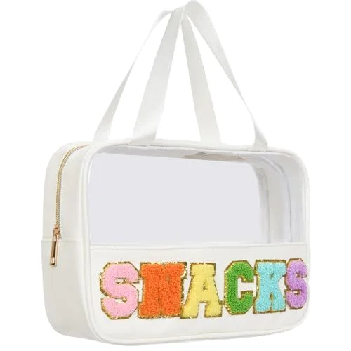 Embroidery PVC Letter Cosmetic Bag Travel Storage Toiletry Bag Large Capacity Transparent Waterproof Women Bag