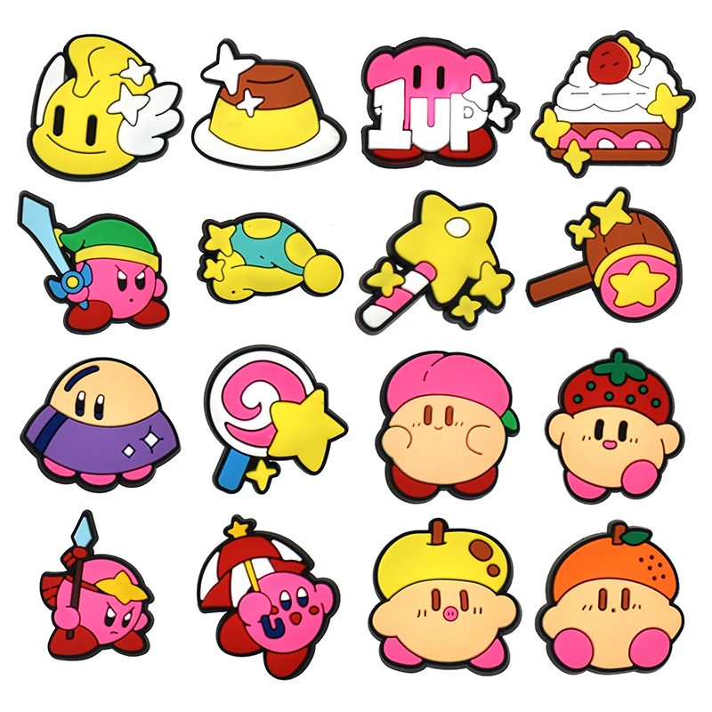 2023 Wholesale cartoon Kirby charms for shoes and Accessories PVC soft shoe decoration as a party gift croc charms