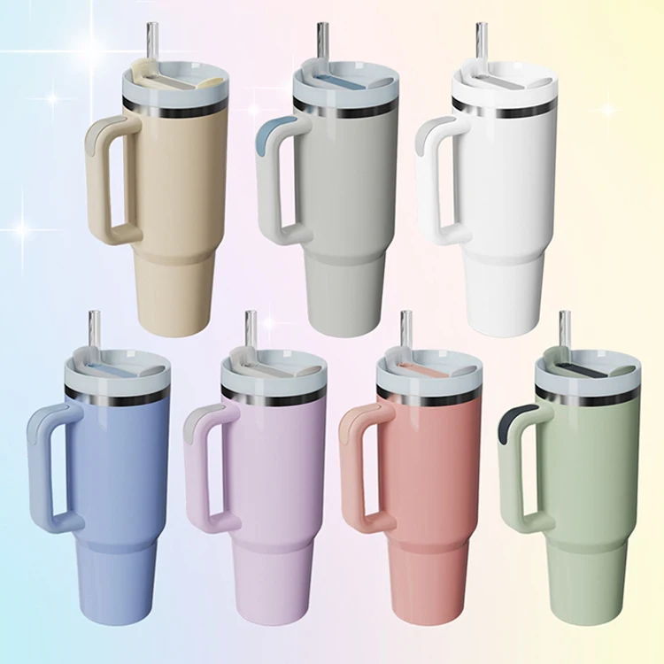 Coffee Beer Mug Wine Tumbler Cups 40 Oz Customized Logo Sublimation Stainless Steel  Tumbler With Handle