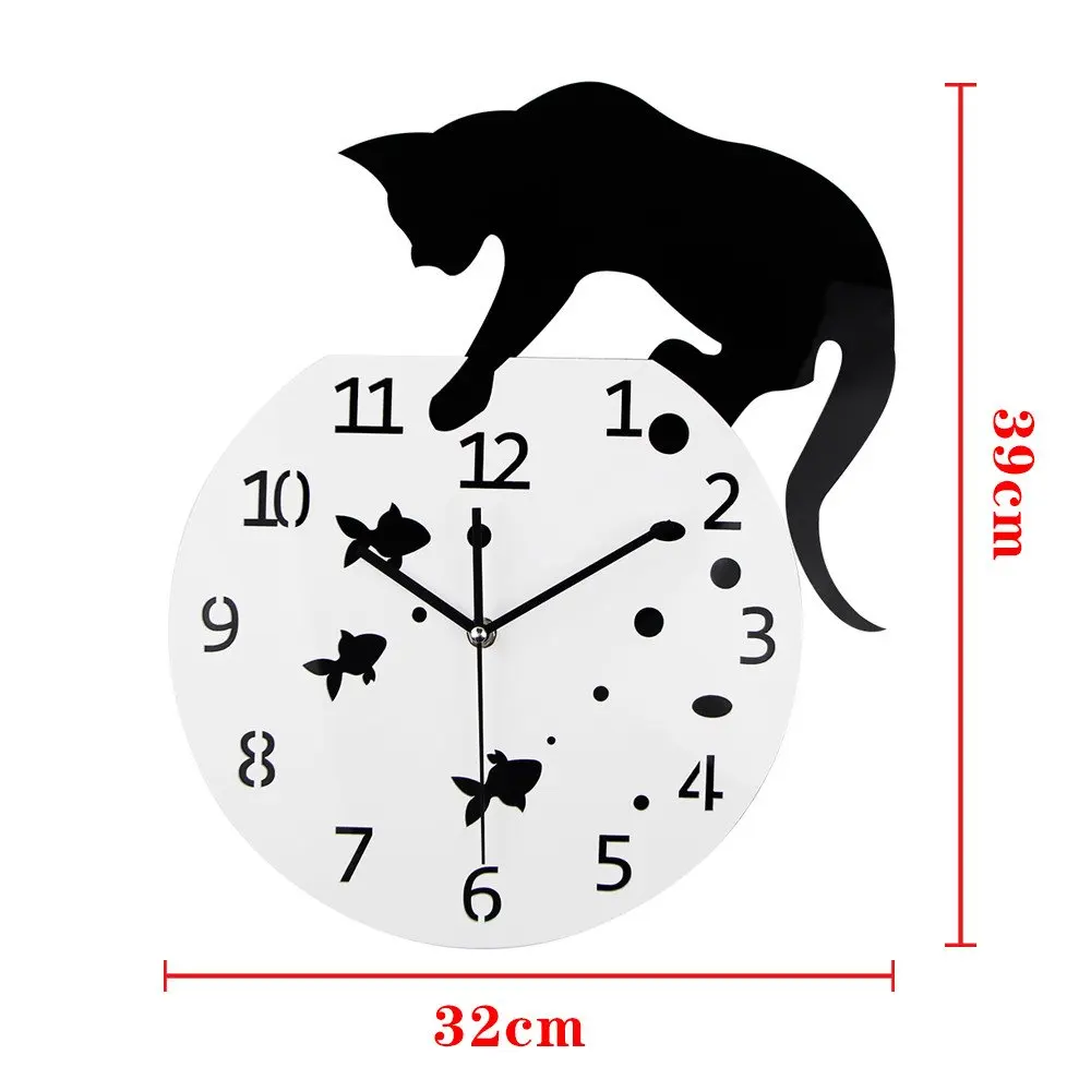 Creative acrylic Wall cat Clocks Home DIY Decoration for home  Living Room Mirror 3D Wall Design