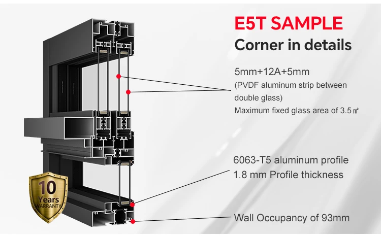 DERCHI Modern design customized sliding windows system Double glass hurricane impact aluminium sliding window for home