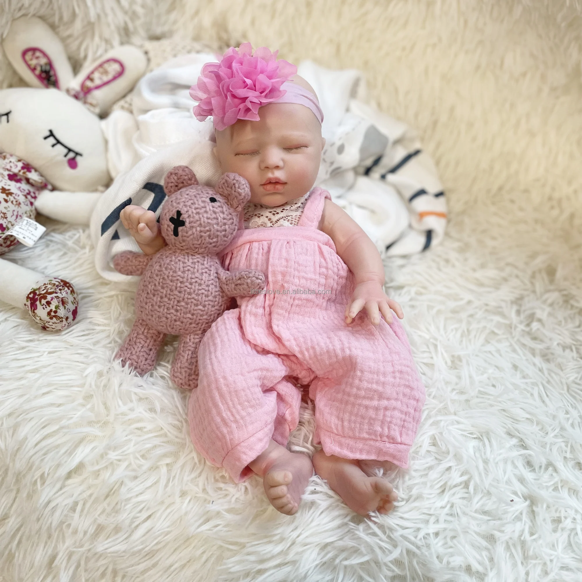 Wholesale 13inch Full Solid Silicone  Reborn Dolls Realistic Alive Reborn Baby Silicone Reborn Doll Realistic