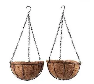 Eco-friendly 14 Inch Coconut Fiber Flowerpot Iron Hanging Planter Basket Decorative Baskets With Coco Coir