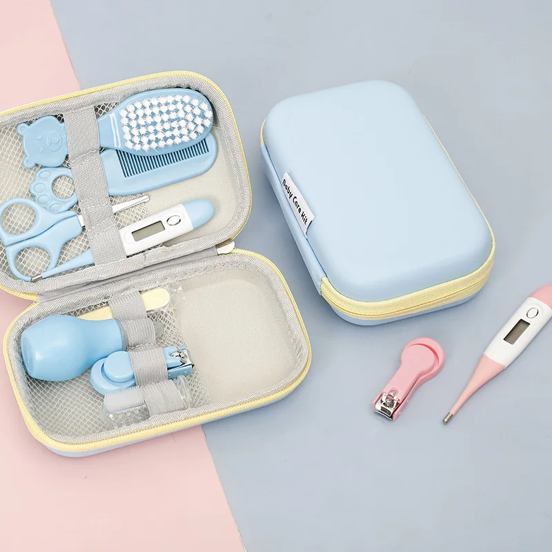 8 in 1 Baby Hair Brush Nail Clipper Nose Cleaner Finger Toothbrush Nail Scissors Manicure Kit for Baby Care