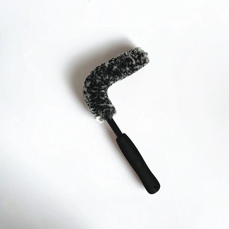 Black White Soft Bendable Woolly Hub Wheel Cleaning Brush 2pcs Set For Car Wash Car Detailing