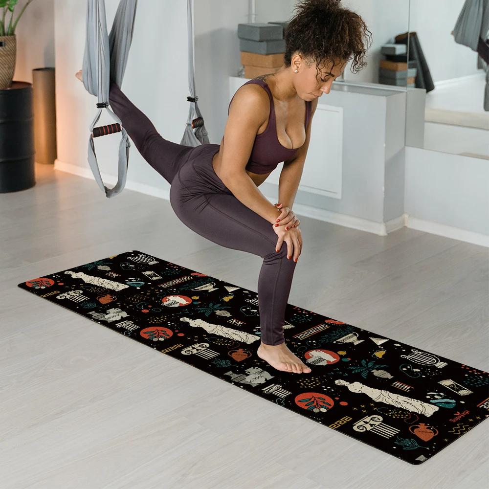 Custom logo 1830MM Large Foldable Yoga Mat Travel Fitness Accessory Natural Rubber Printed eco Suede Yoga Mat