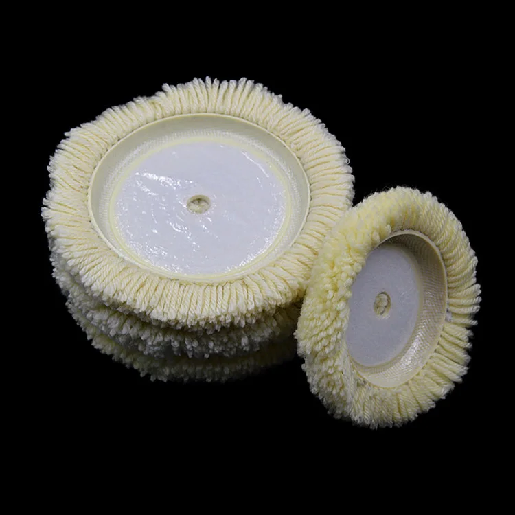 Self-adhesive wool polishing pad for polishing auto parts plastic products suitable for waxing polishing textile wool pad