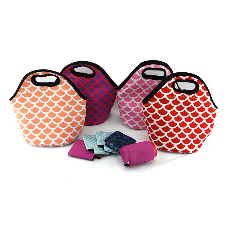 Full custom printed insulated neoprene  lunch tote cooler bag