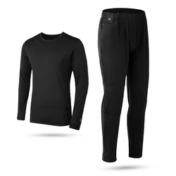 Плотное самонагревающееся лыжное термобелье для мужчин из полиэстера с перезаряжаемой батареей