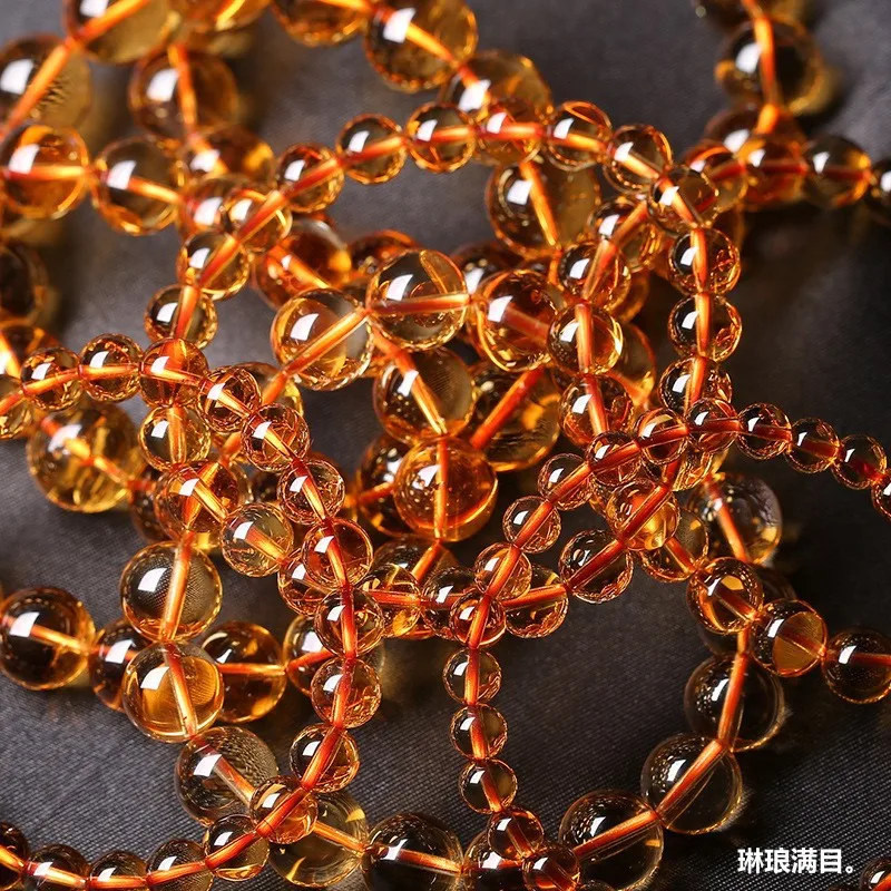 Collection Grade Natural Brazilian Citrine Bracelet Men Women Dark Orange Fashion