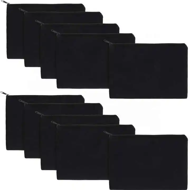 Good Selling Fashionable Eco-Friendly Folded Travel Custom Logo Reusable Organic Cotton Canvas Makeup Bag With Zipper