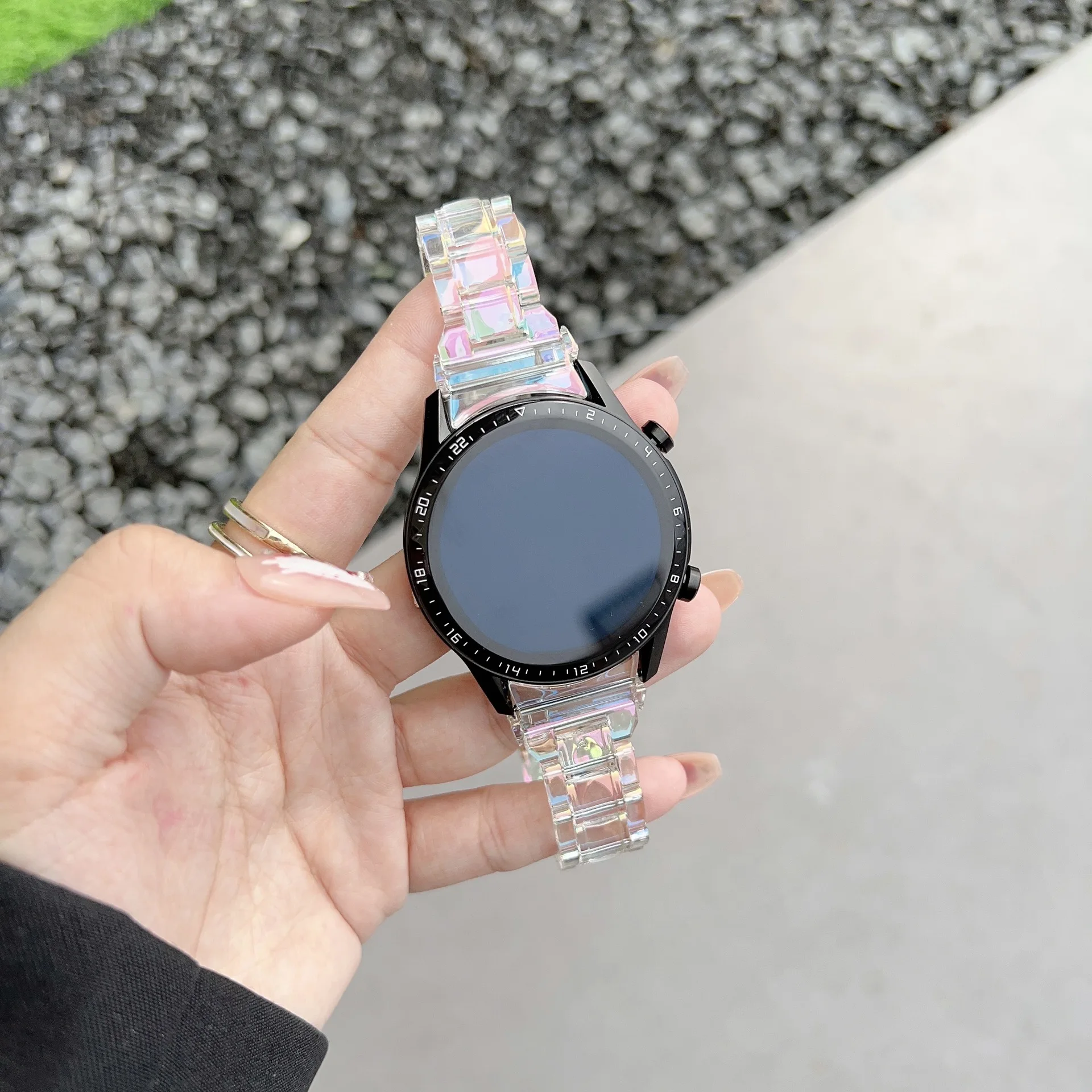 No Gap End Slim Stylish Resin Watch Strap For Samsung Galaxy Watch 5 Pro/4 Classic With Clear Connector Bracelet Pc Watch Band