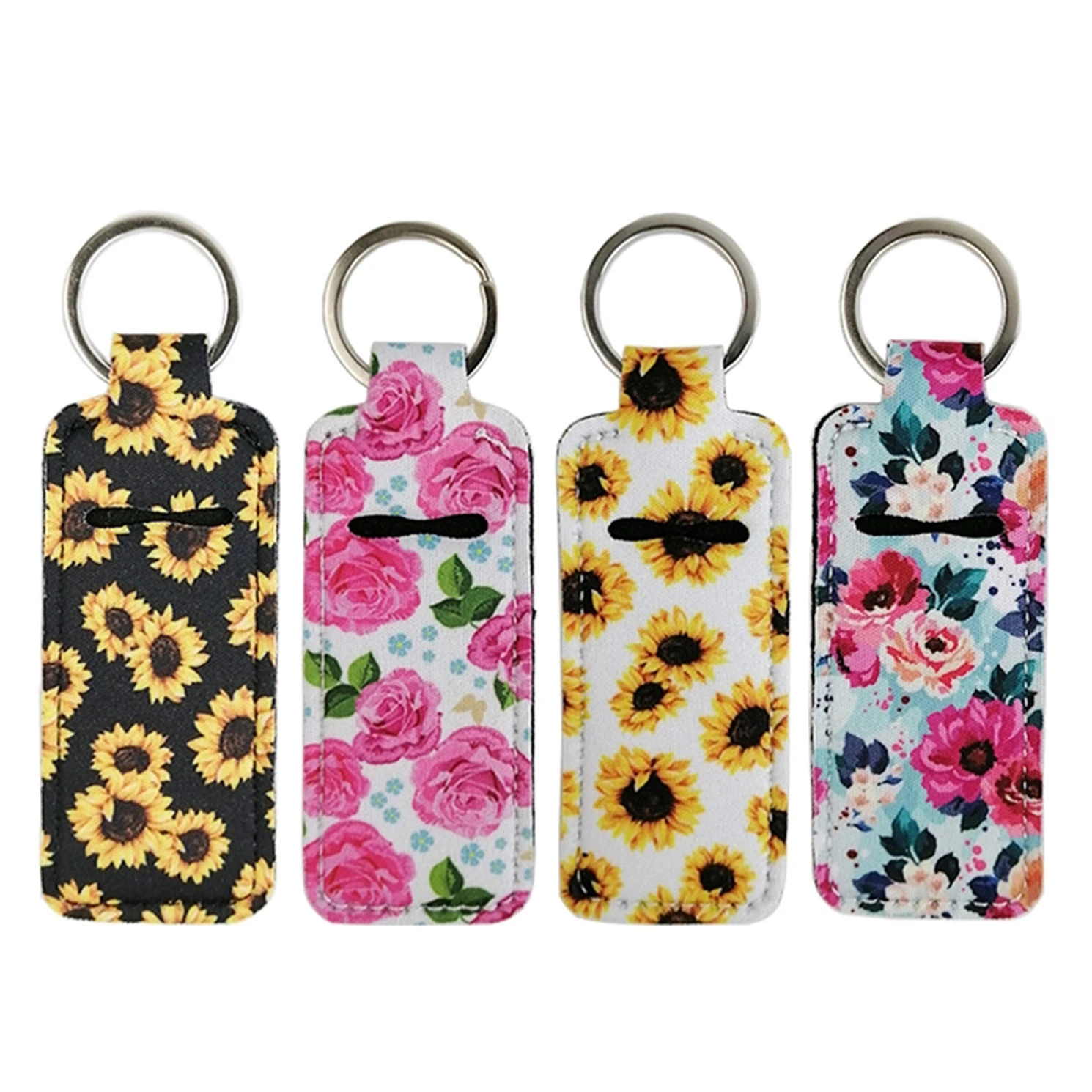 2021 Personalized Colorful Lipgloss Sleeve Neoprene Chapstick Holder Keychain for Girls and Women