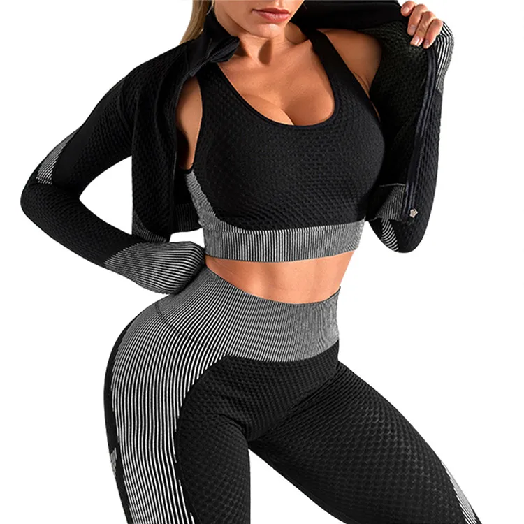 Custom Logo Women Winter Tracksuit Plain 3 Piece Set Sport Tracksuit Set