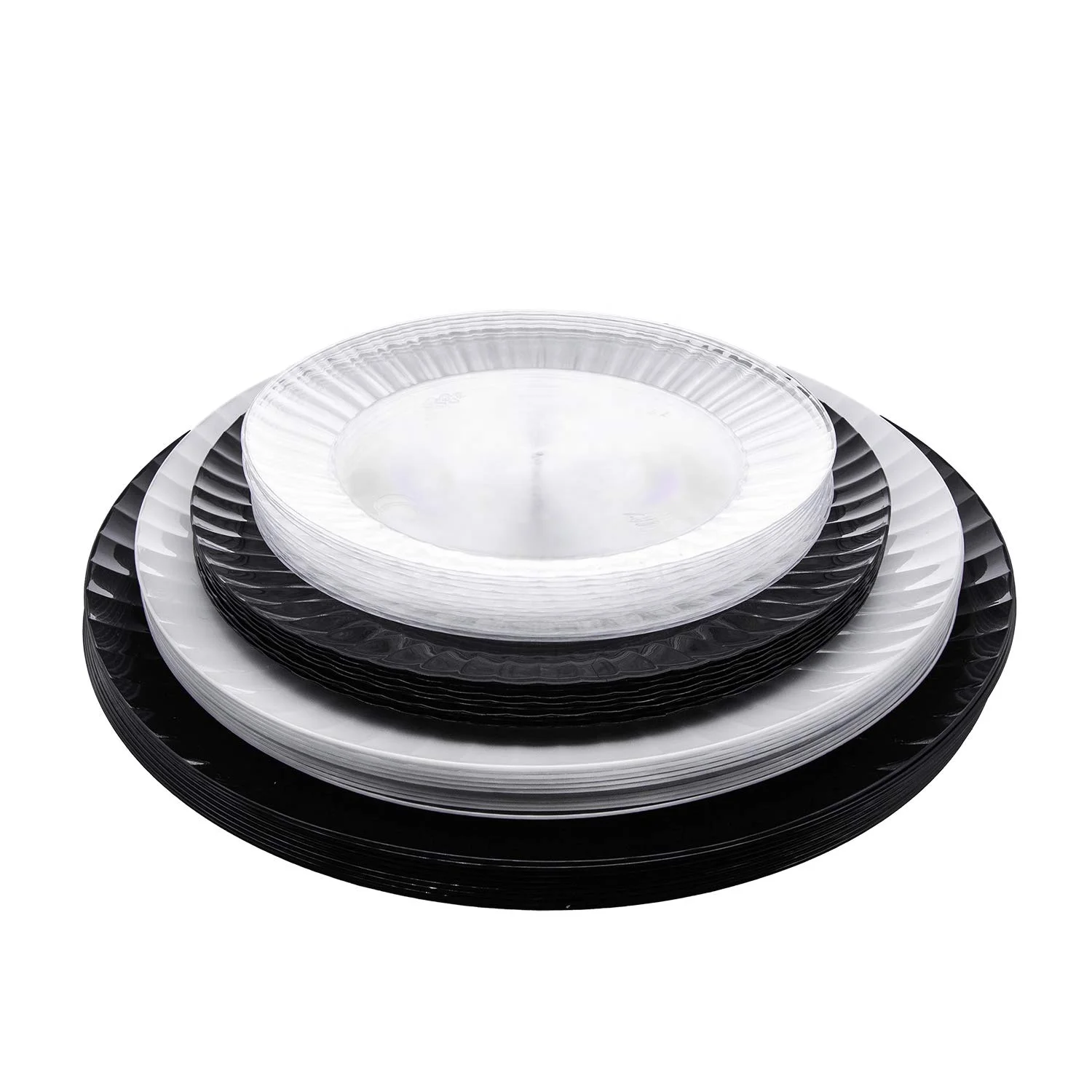 Bulk Pack Party Supplies Plastic Plates Microwaveable Disposable Black Plastic Plates