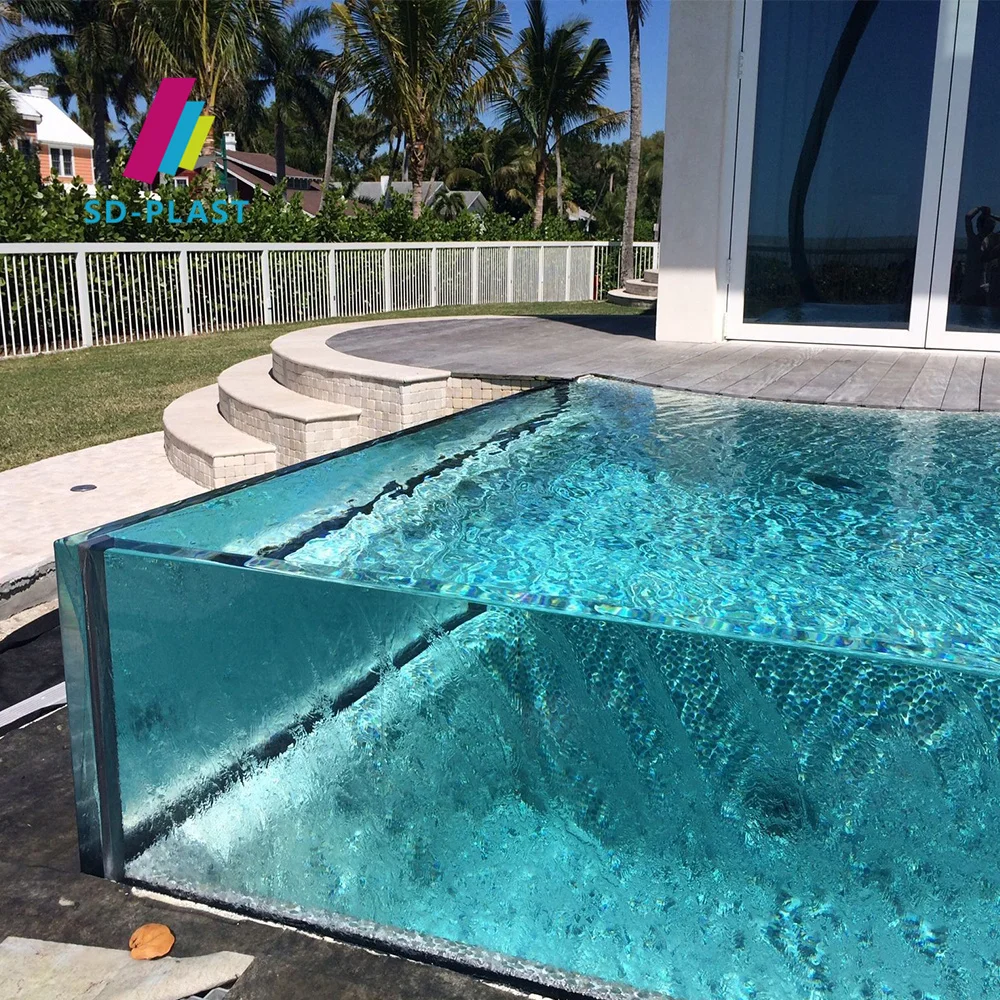 SUN-DECOR Custom size outdoor wholesale large plastic sheet 50mm thickness clear acrylic sheet swimming pool acrylic pool wall