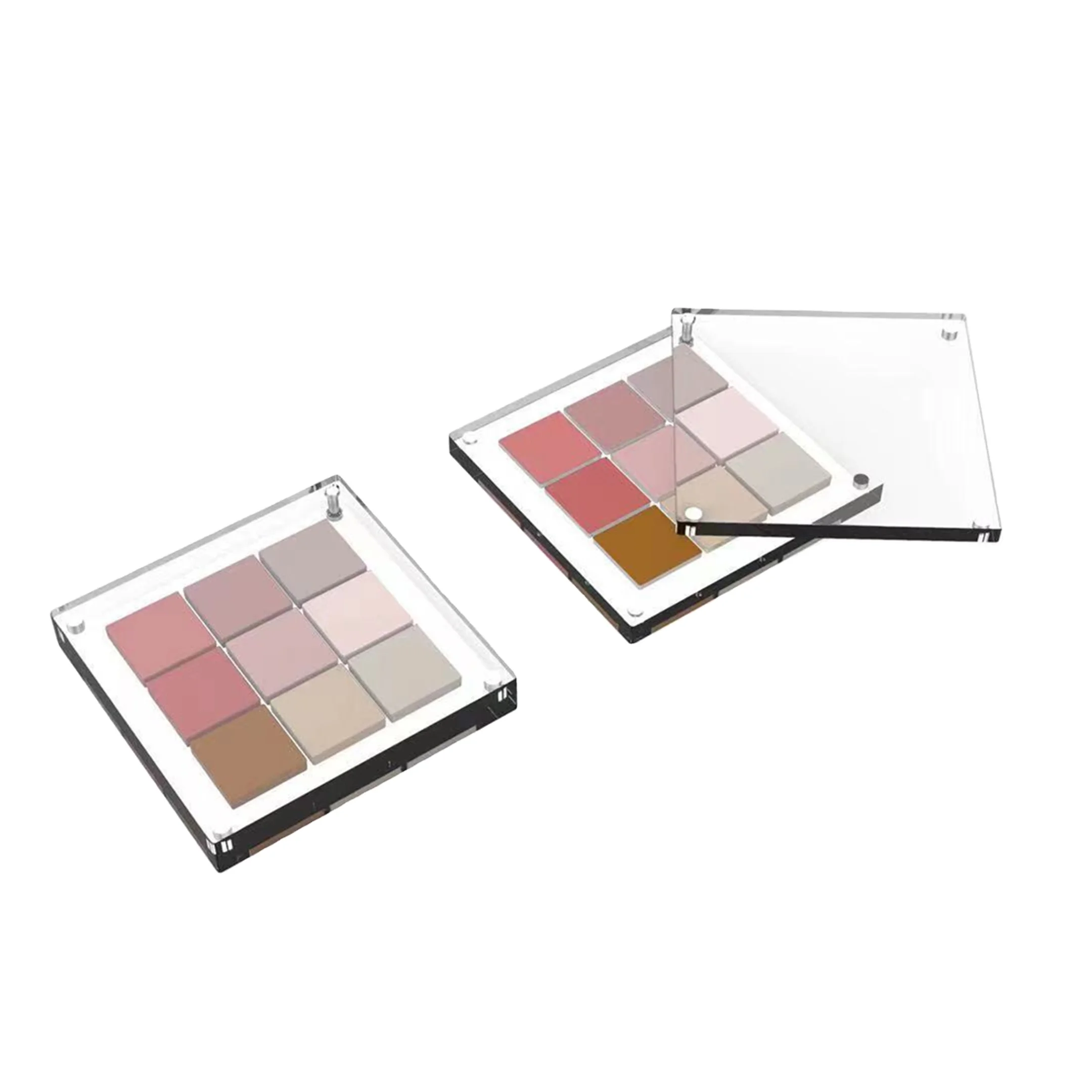 PMMA material is completely transparent and unique eye shadow container 9 grid luxury empty Eyeshadow palettes packaging custom