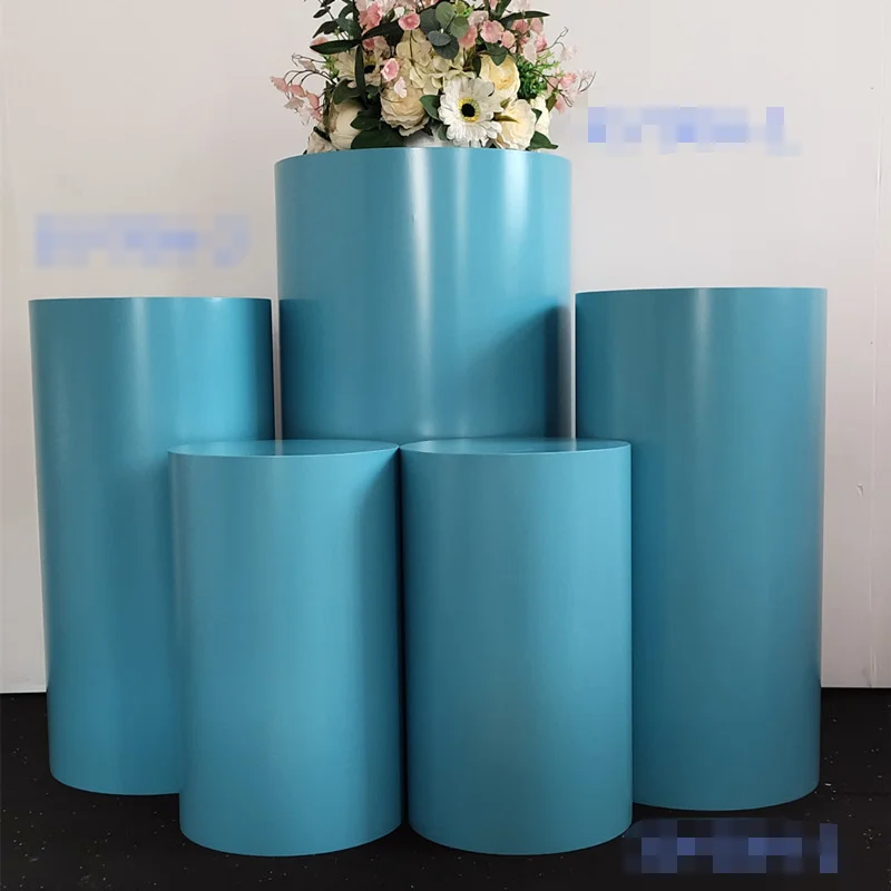 
wholesale romantic pedestal pink party decorative display stand /metal floor cylinder plinths for cake 