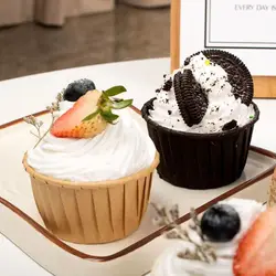 ECO Friendly No-stick Paper Muffin Cup Liners Customized Design Paper Baking Mold Muffin Cups Edges Rolled