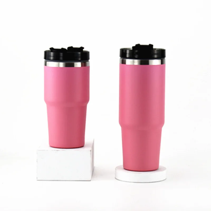 30oz 20oz Hot And Cold Stainless Steel Insulated Milk Tea Coffee Thermos Outdoor Custom Handle Travel Mugs With Straw