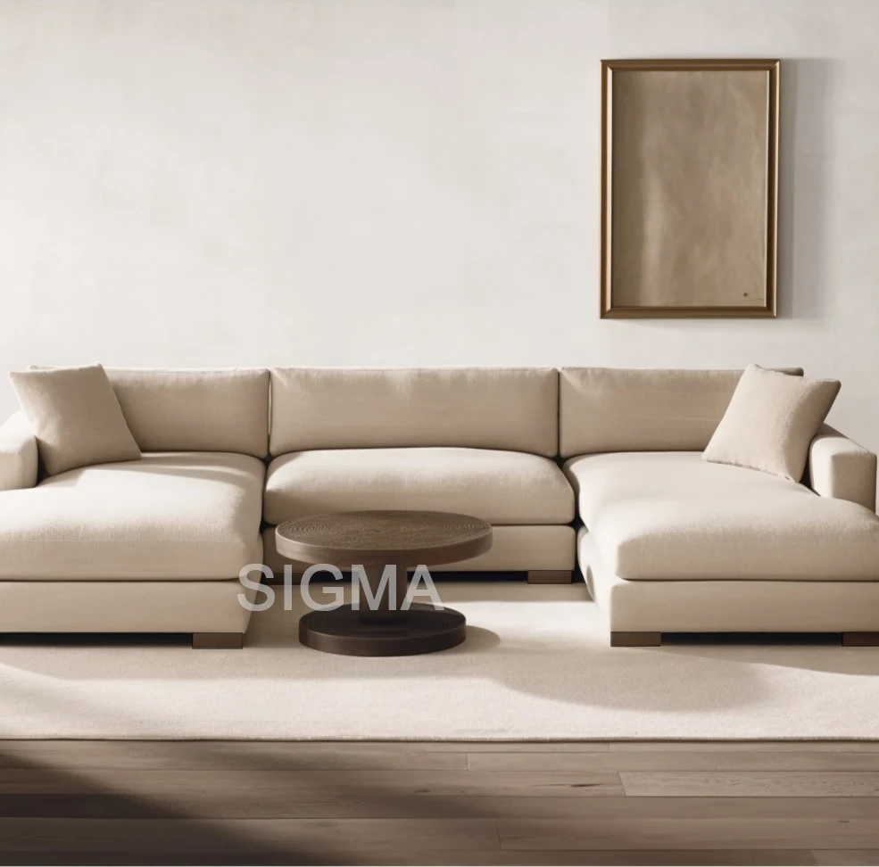 Indoor White Beige Modern Linen cloud sofa Luxury Couch Minimalist U L Shape Modular sofas For Home Luxury