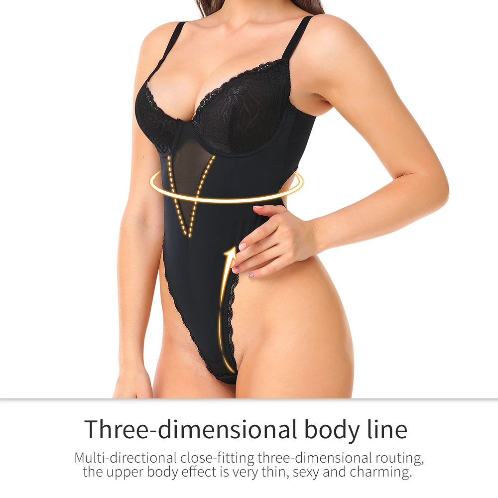 Backless Body Shaper Bra Bodysuits Seamless Shapewear for Women Plus Size Built in Bra Body Shaper with Open Crotch Underwear