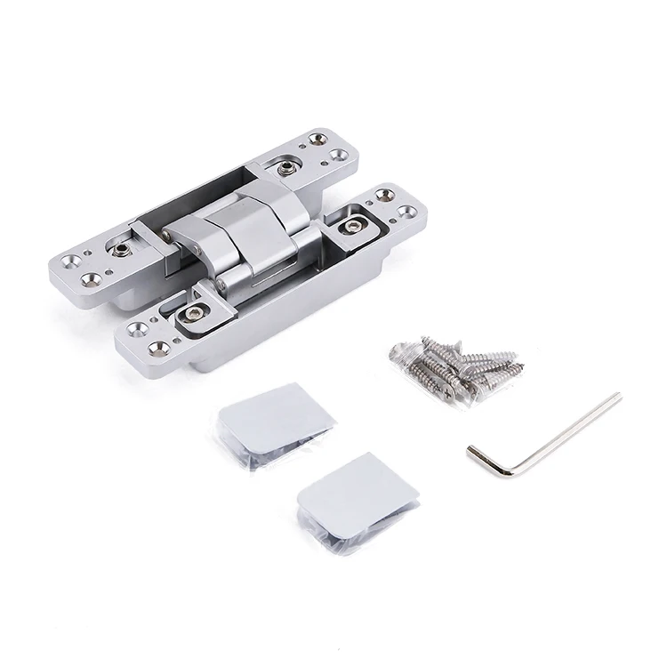 3D Invisible Concealed Hinges Zinc Alloy Stainless steel 180 Degree Swing Hinge 3 Way Adjustable Concealed Hinge