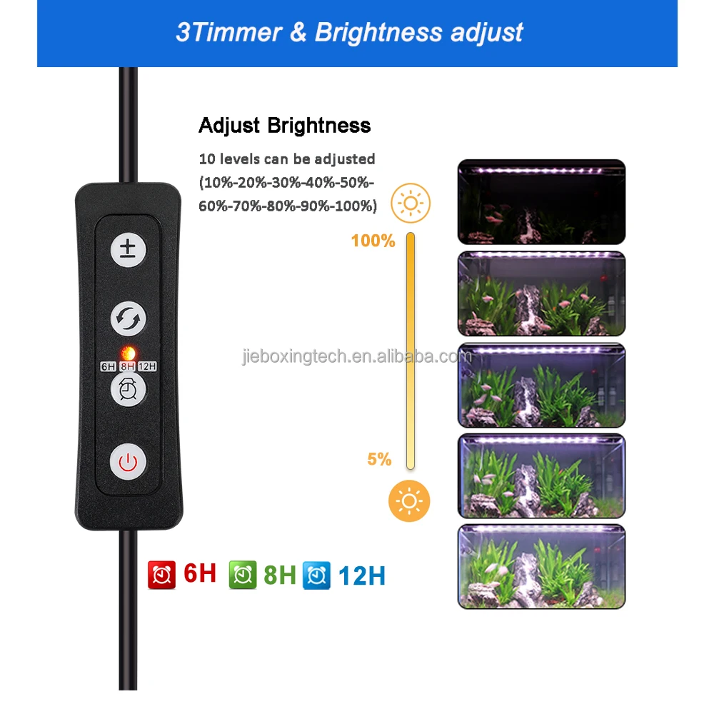 17W Full Spectrum Aquarium LED Light with 10 Levels of Brightness,  Timer function, RGB Light for 16-24inch freshwater fish tank