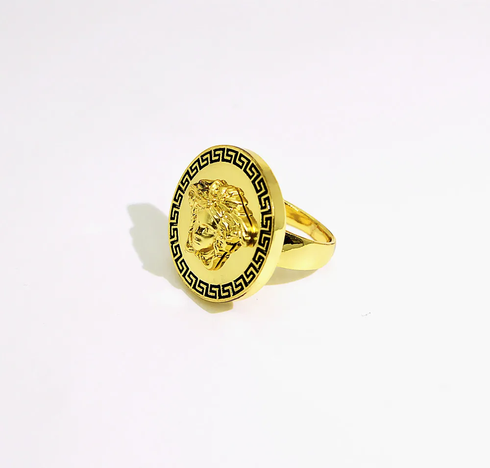 Vintage Silver Gold plated alloy ring Medusa punk ring
