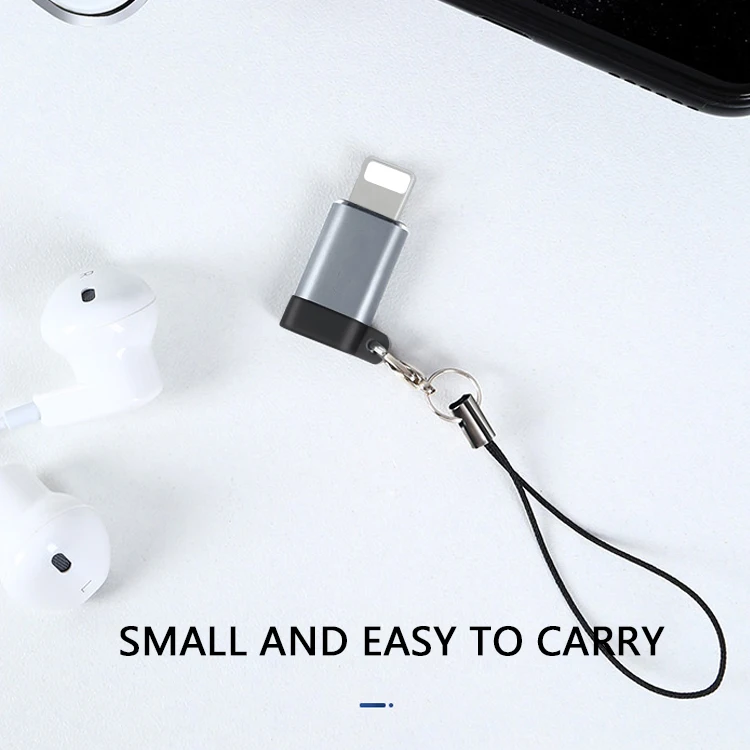 Type-c mobile phone adapter Type-c USB ios adapter with key chain sync charger OTG converter for iPhone 11 12