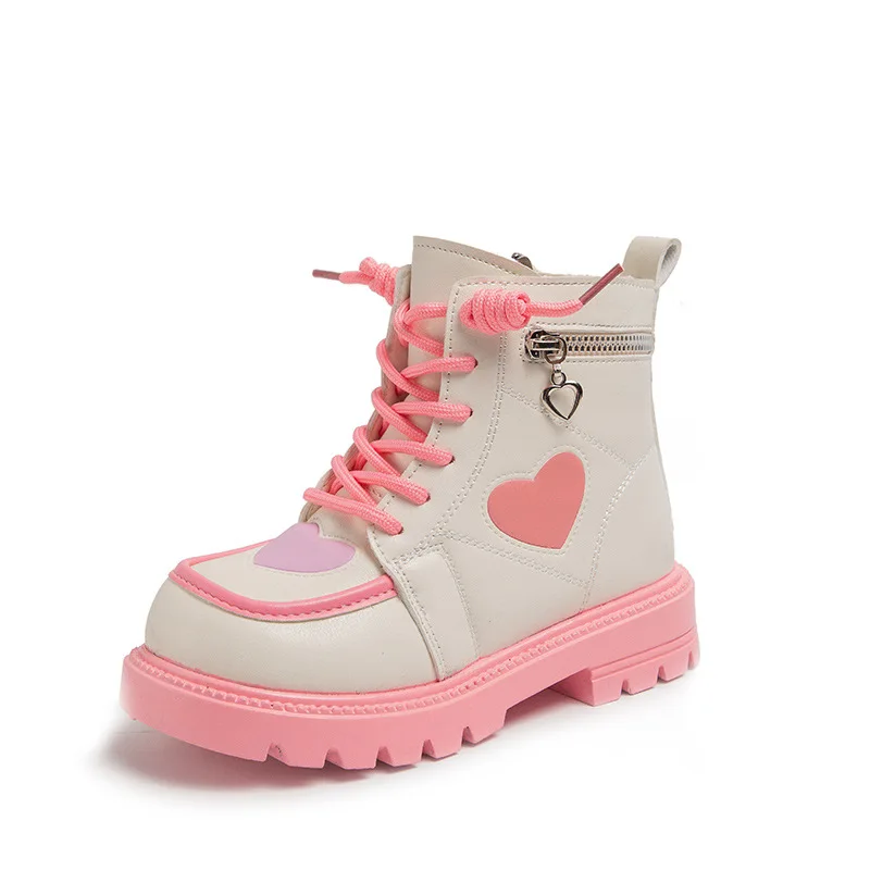 Custom Designs Smeta/GRS Factory 2025 Spring Autumn &winter New Fashion Trend Girls Short Boots Kids Girl pink love Ankle