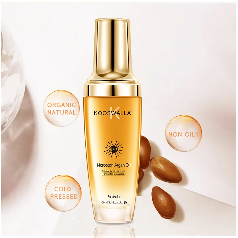 2022 Hot Wholesale Kooswalla Organic And Natural Pure Moroccan Argan Oil For Hair/Wigs/Beard Treatment