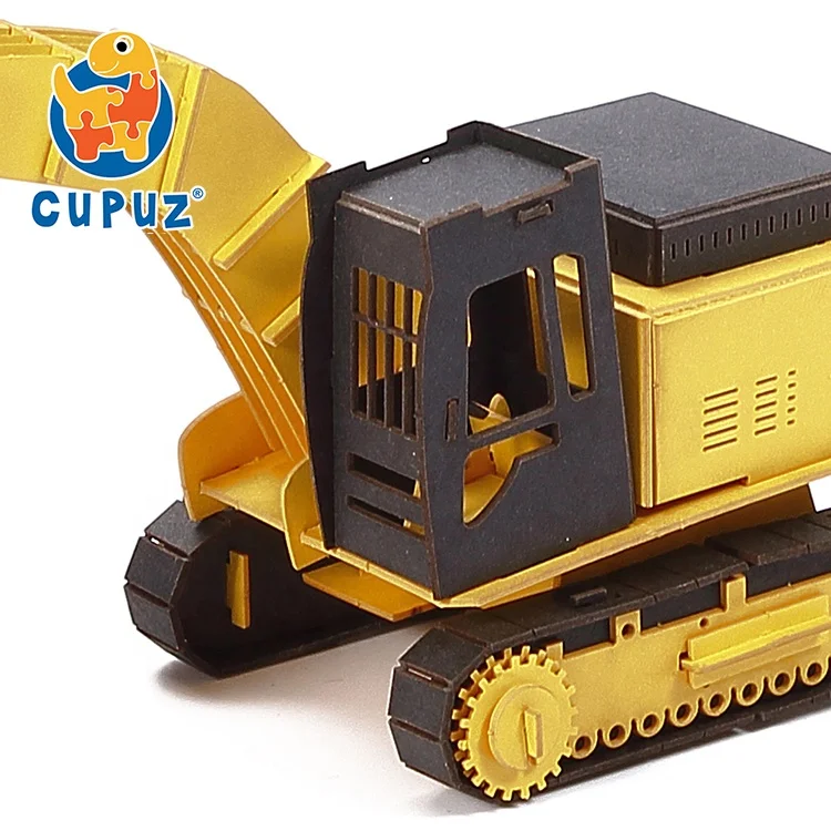 Engineering truck car toy for kids laser cut paper craft 3d jigsaw puzzles Excavator Model