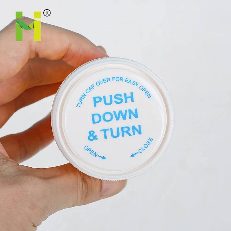 Hot sales child proof pill bottle plastic push down & turn 30 dram reversible vials