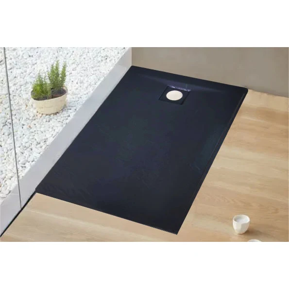 CE Certified 1000x700 mm Rectangle Rock Plate Pattern Bathroom Black Shower Rock Base Tray