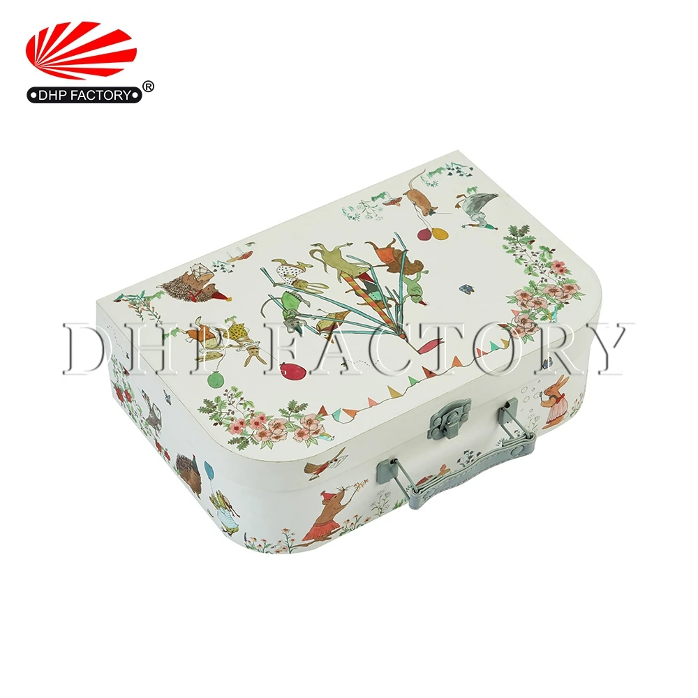 Wholesale Luxury Custom Handmade Rigid Paper Cardboard Packaging Gift Mini Suitcase Box With Handle