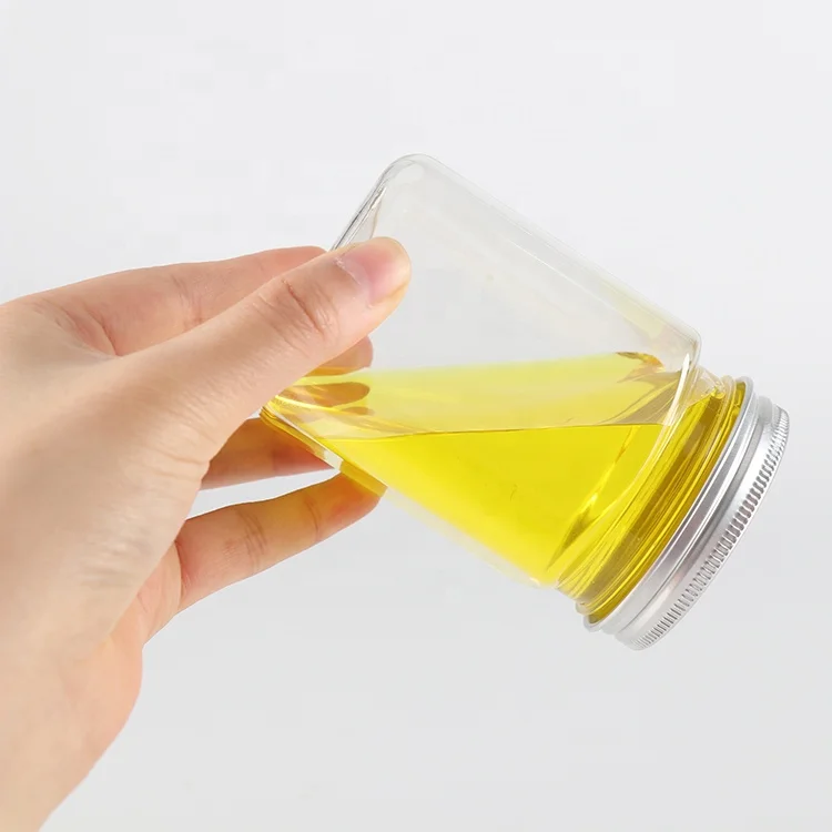 Wholesale bulk sales Different size plastic square plastic jar with aluminum lid for snacks