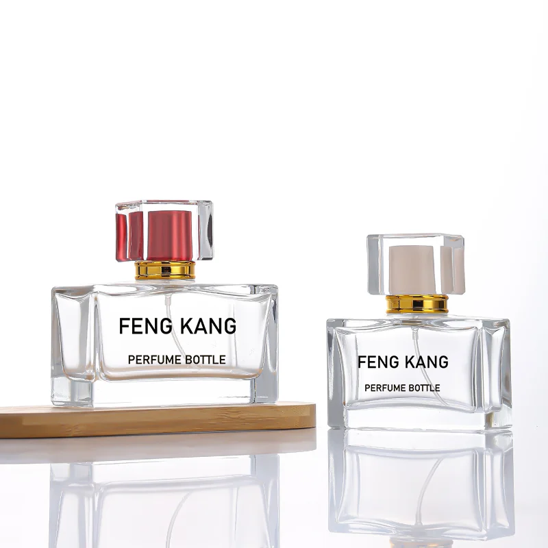 Wholesale 30ml 50ml Clear Square Fragrance Spray Bottle Custom Refillable Luxury Empty Glass Perfume Bottle