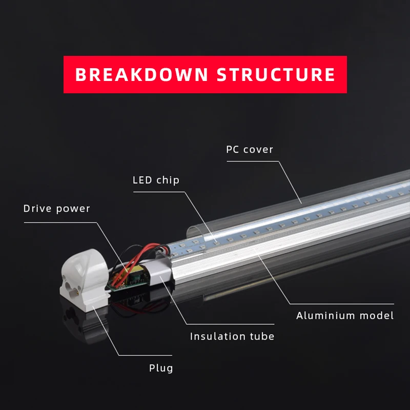 Full Spectrum Led Grow Light T8 T5 Tube Bar 60cm 90cm 120cm For Plants Seedlings Greenhouse Indoor Hydroponic Led Phytolamp