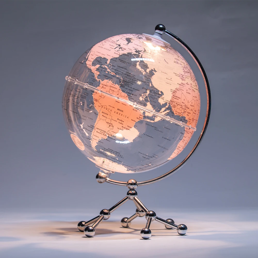 Wellfun Stable Heavy Metal Base Clear World Hot New Product Novelty Gifts Globe Earth Globe Decor Globe