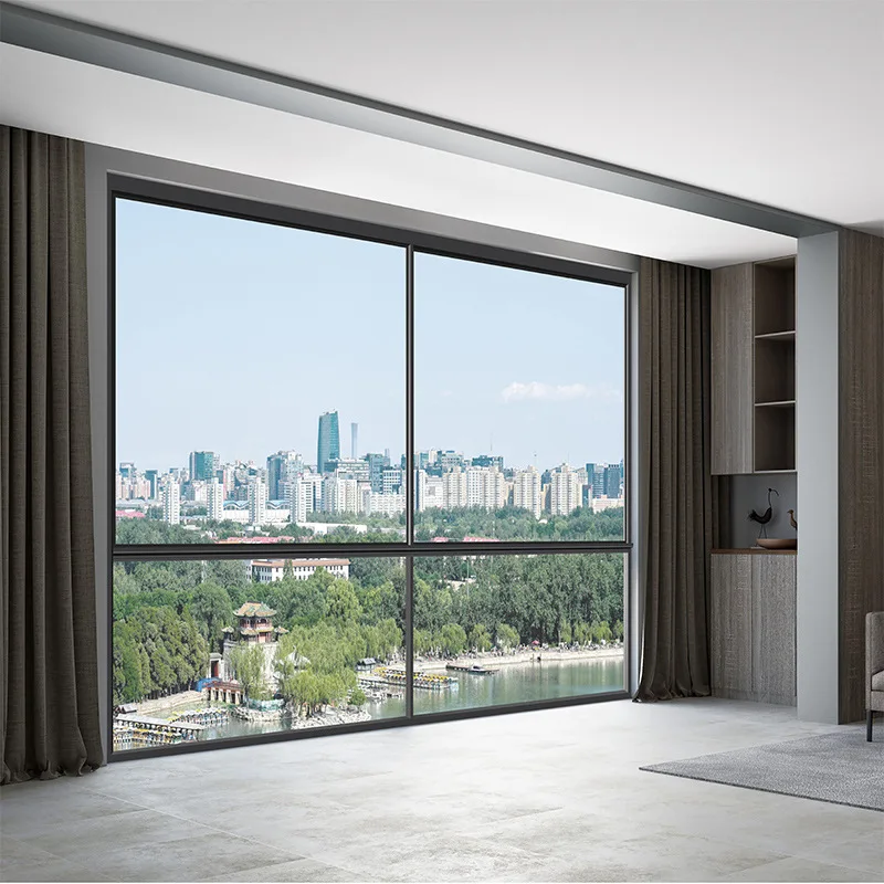 Electric remote control sliding windows, aluminum alloy upper and lower lifting windows, double glass smart windows, automatic