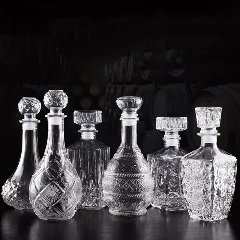 Fancy EmptyCrystal Whiskey Decanters Lead-free Decanter Exquisite Pattern Carved Whiskey Wass Decanter