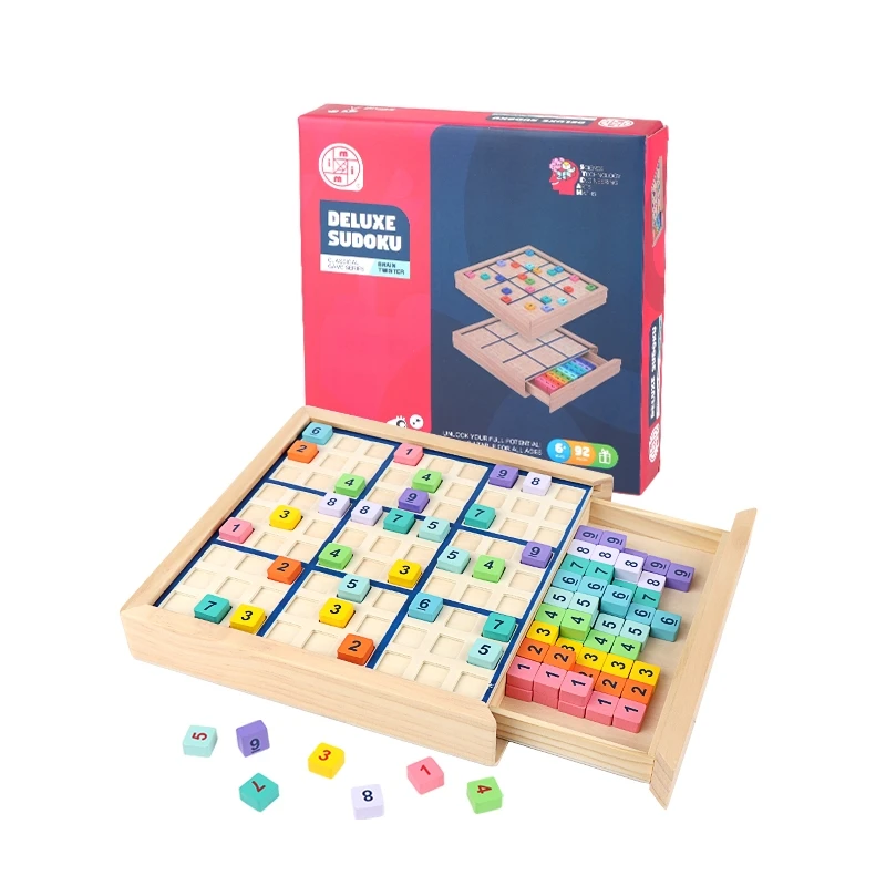 2023 Popular Colorful Children Classic Play Learning Educational Logic Wooden Board Game Sudoku for Kids
