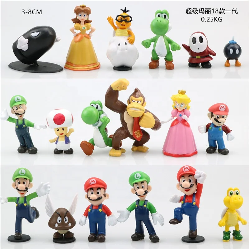 DOULUO 18PCS/Lot Super Mario Yoshi Dinosaur Figure toy PVC Action Figures