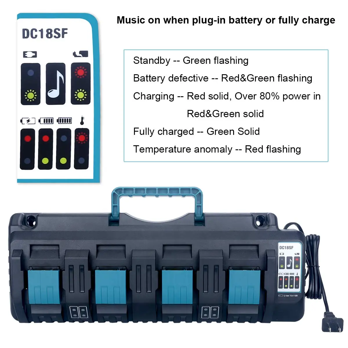 DC18SF charger For makita battery charger 14.4V 18V lithium ionpower tools  charger 4-port DC18RC DC18RF BL1850 BL1860 battery