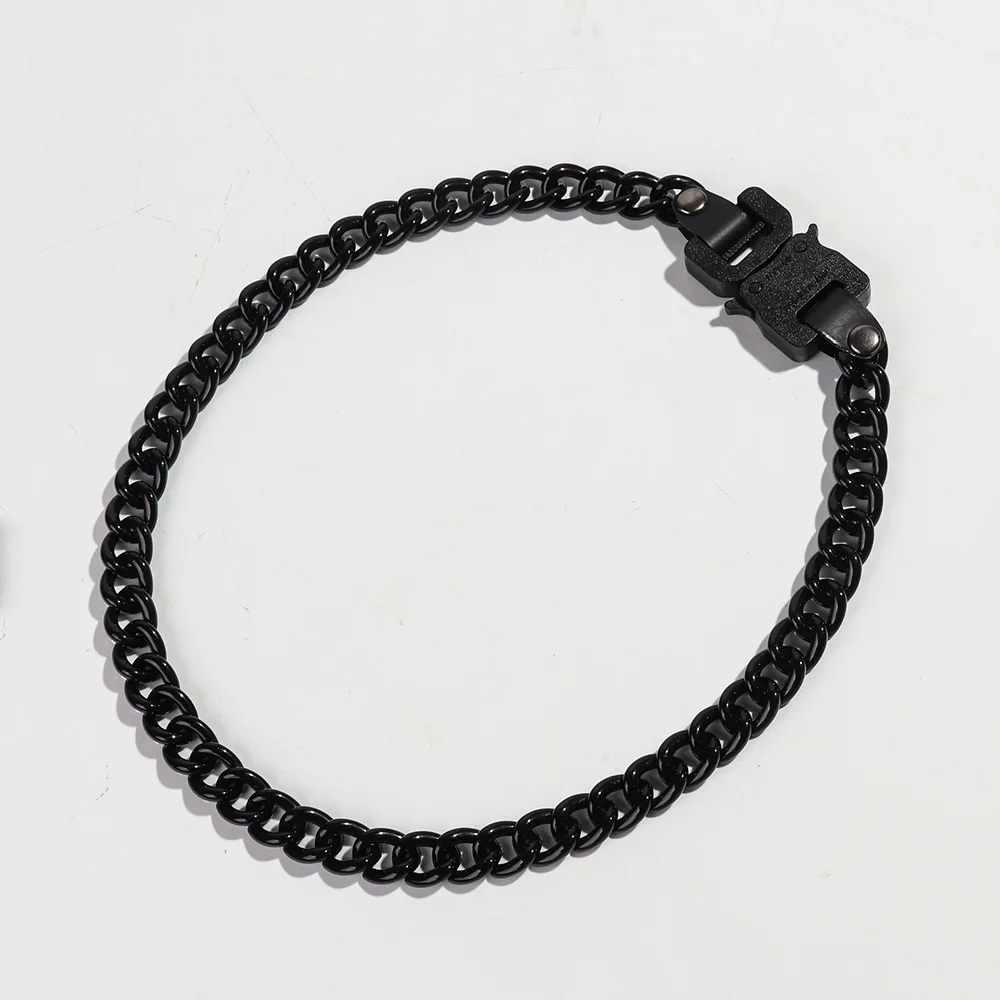 Hip Hop Classic Black Lock Can Open Buckle Necklace Cheap Black Color Acrylic Necklace For Men